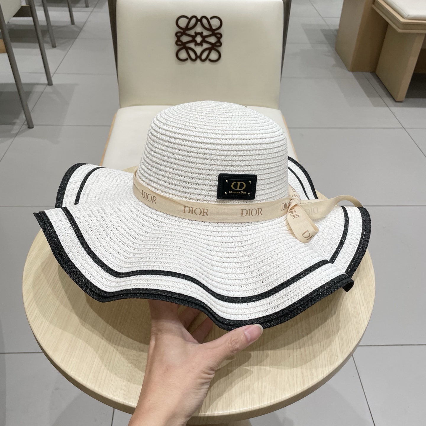  Dior迪奥新款草帽，圆顶礼帽台湾PP草，头围57cm