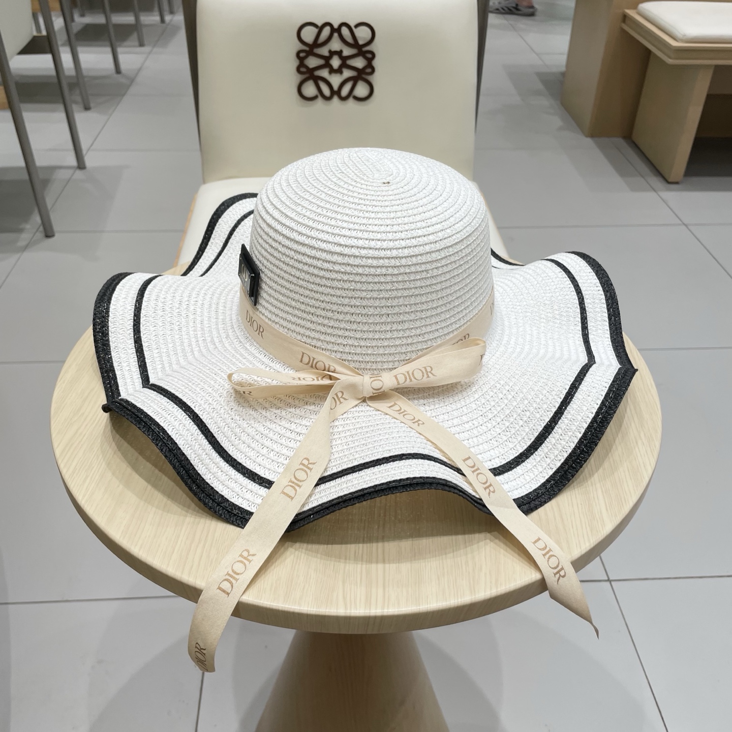  Dior迪奥新款草帽，圆顶礼帽台湾PP草，头围57cm