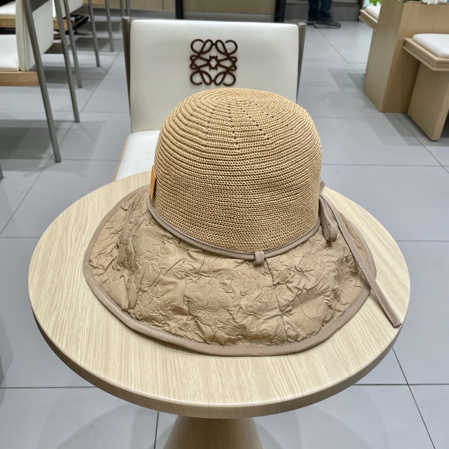  🧢路易威登LouisVuitton遮阳防晒帽女 夏季紫外线可折叠透气帽子新款户外沙滩薄款渔夫帽