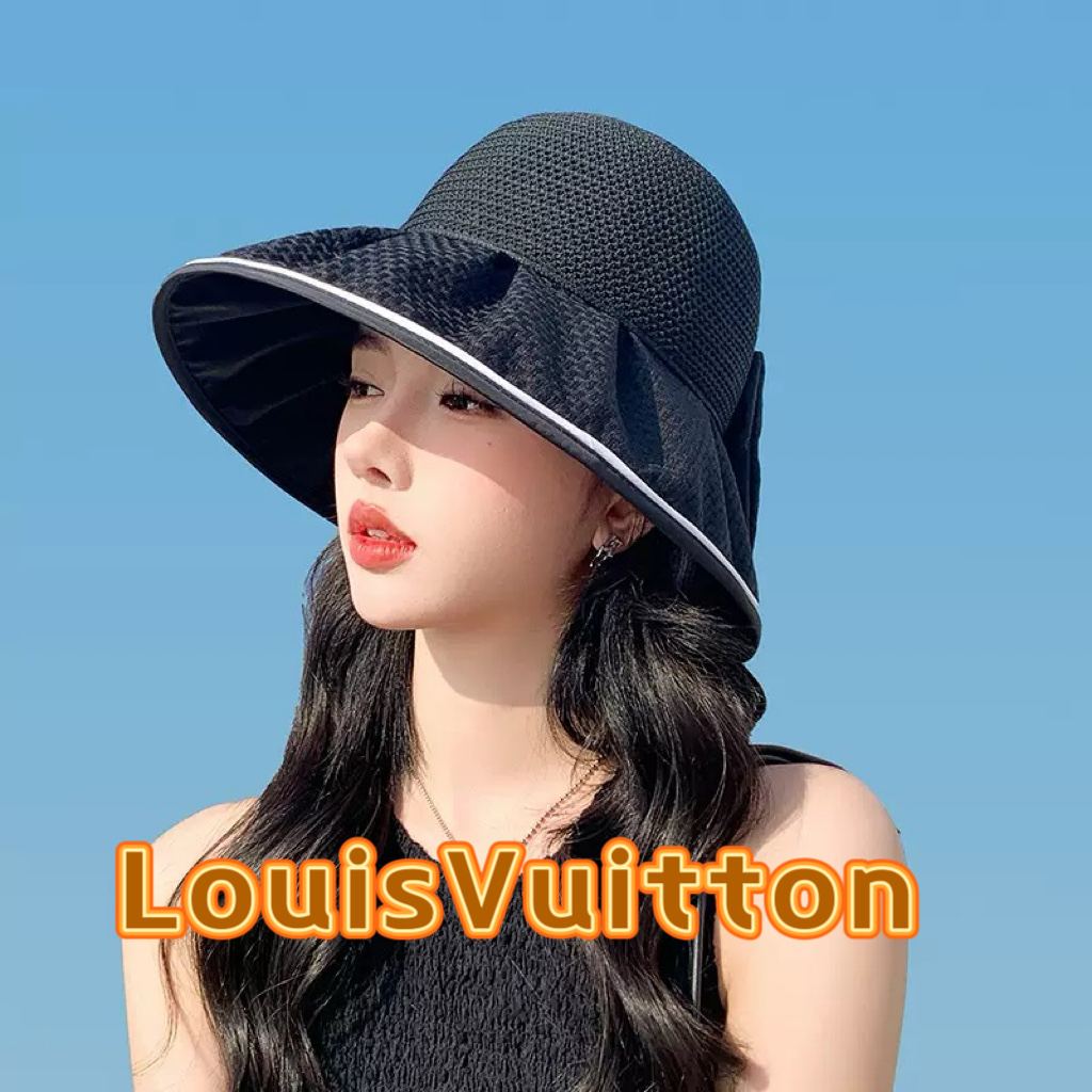  🧢路易威登LouisVuitton春夏季新款蝴蝶结遮阳大沿帽子女户外休闲运动时尚透气渔夫帽盆帽h
