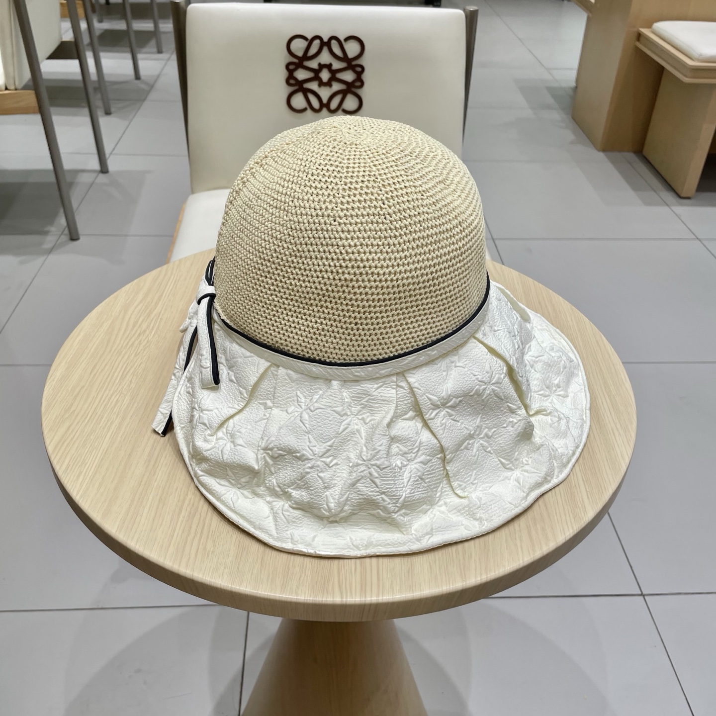 爱马仕夏季新款帽子女针织蝴蝶结遮阳帽防紫外线折叠透气防晒太阳帽