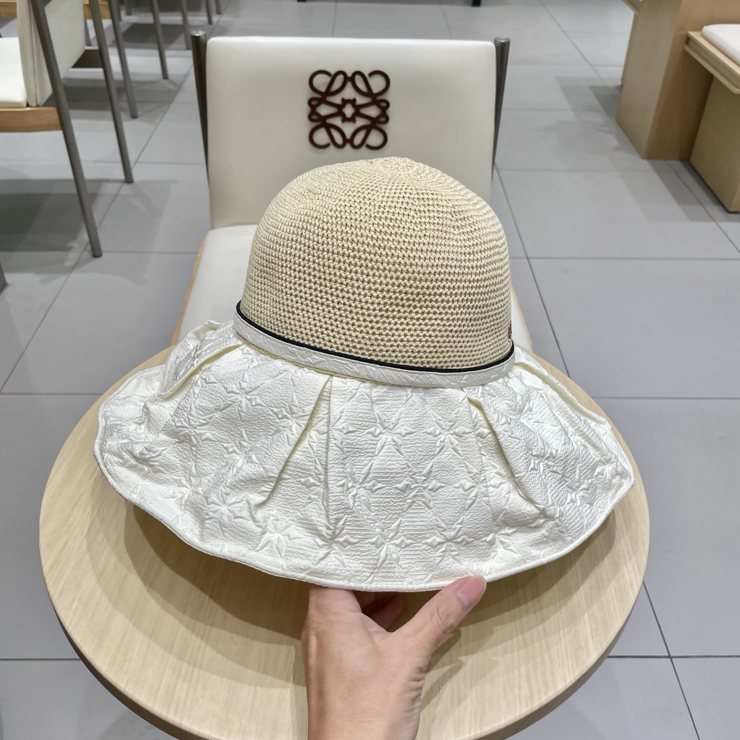 爱马仕夏季新款帽子女针织蝴蝶结遮阳帽防紫外线折叠透气防晒太阳帽