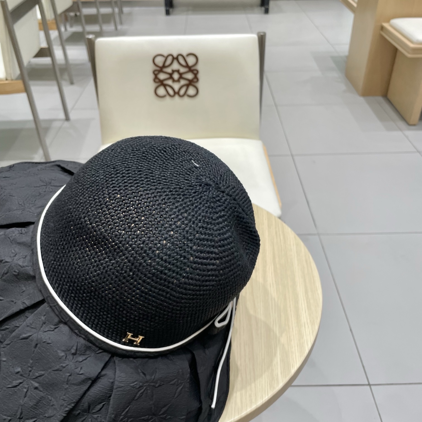 爱马仕夏季新款帽子女针织蝴蝶结遮阳帽防紫外线折叠透气防晒太阳帽