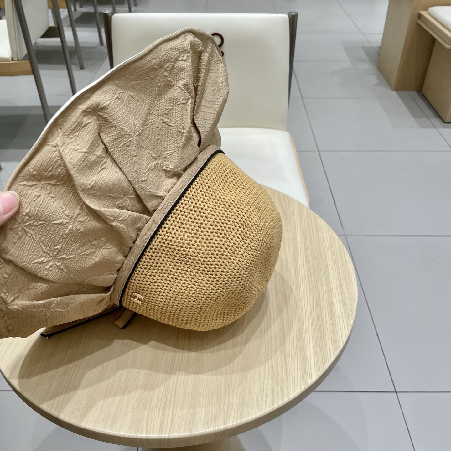 爱马仕夏季新款帽子女针织蝴蝶结遮阳帽防紫外线折叠透气防晒太阳帽