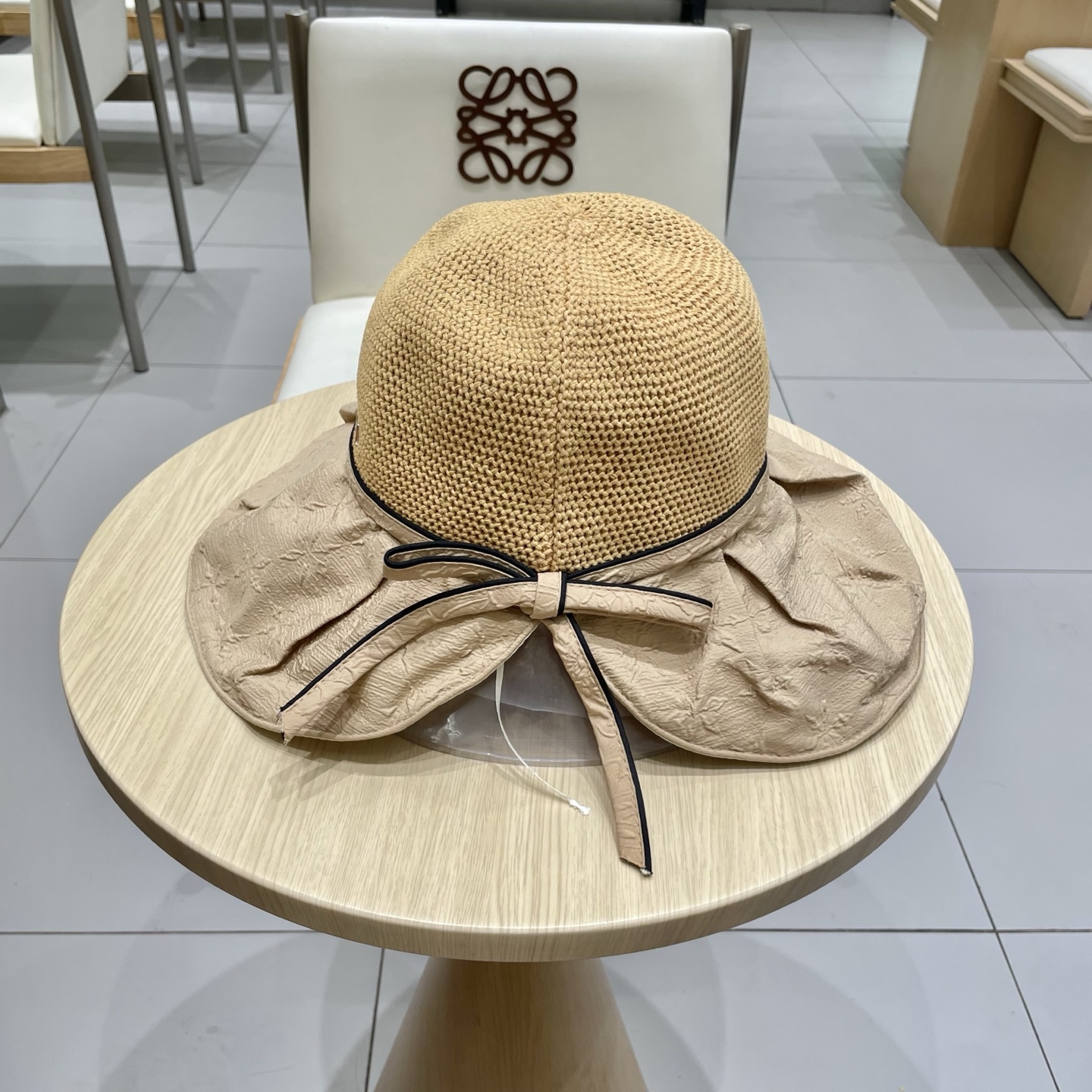 爱马仕夏季新款帽子女针织蝴蝶结遮阳帽防紫外线折叠透气防晒太阳帽