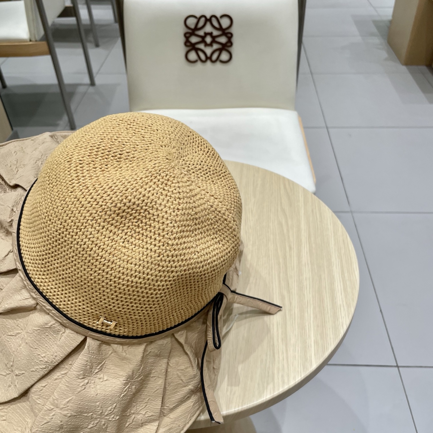 爱马仕夏季新款帽子女针织蝴蝶结遮阳帽防紫外线折叠透气防晒太阳帽