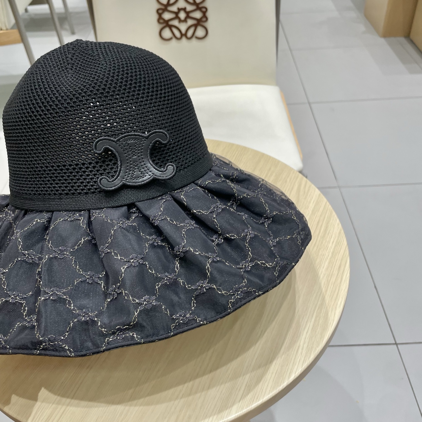 celine塞琳遮阳帽女2025新款彩胶防晒帽透气帽子防紫外线可折叠大沿太阳帽