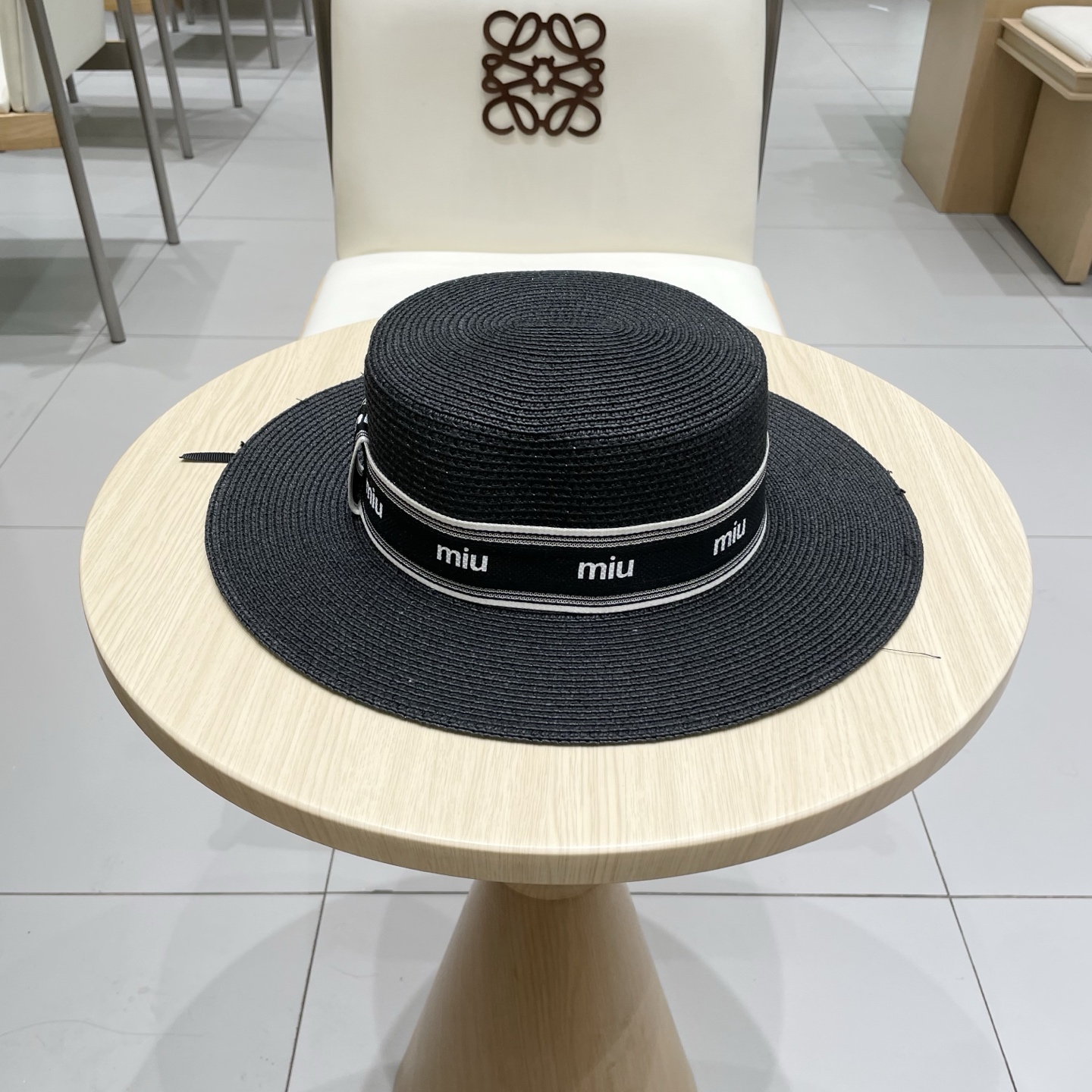 缪缪miumiu新款平顶草帽，高级定制，名媛风，夏季防晒防紫外线，出行必备，百搭好看