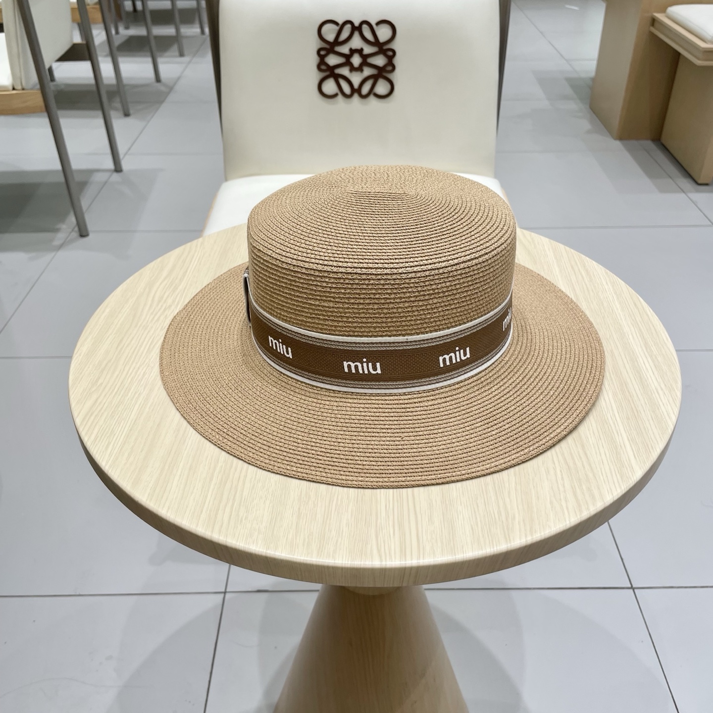 缪缪miumiu新款平顶草帽，高级定制，名媛风，夏季防晒防紫外线，出行必备，百搭好看