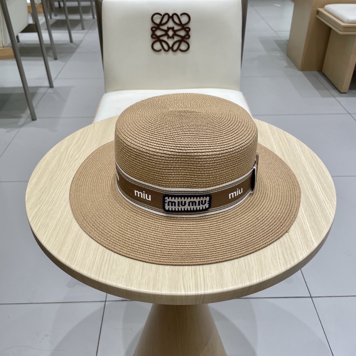 缪缪miumiu新款平顶草帽，高级定制，名媛风，夏季防晒防紫外线，出行必备，百搭好看