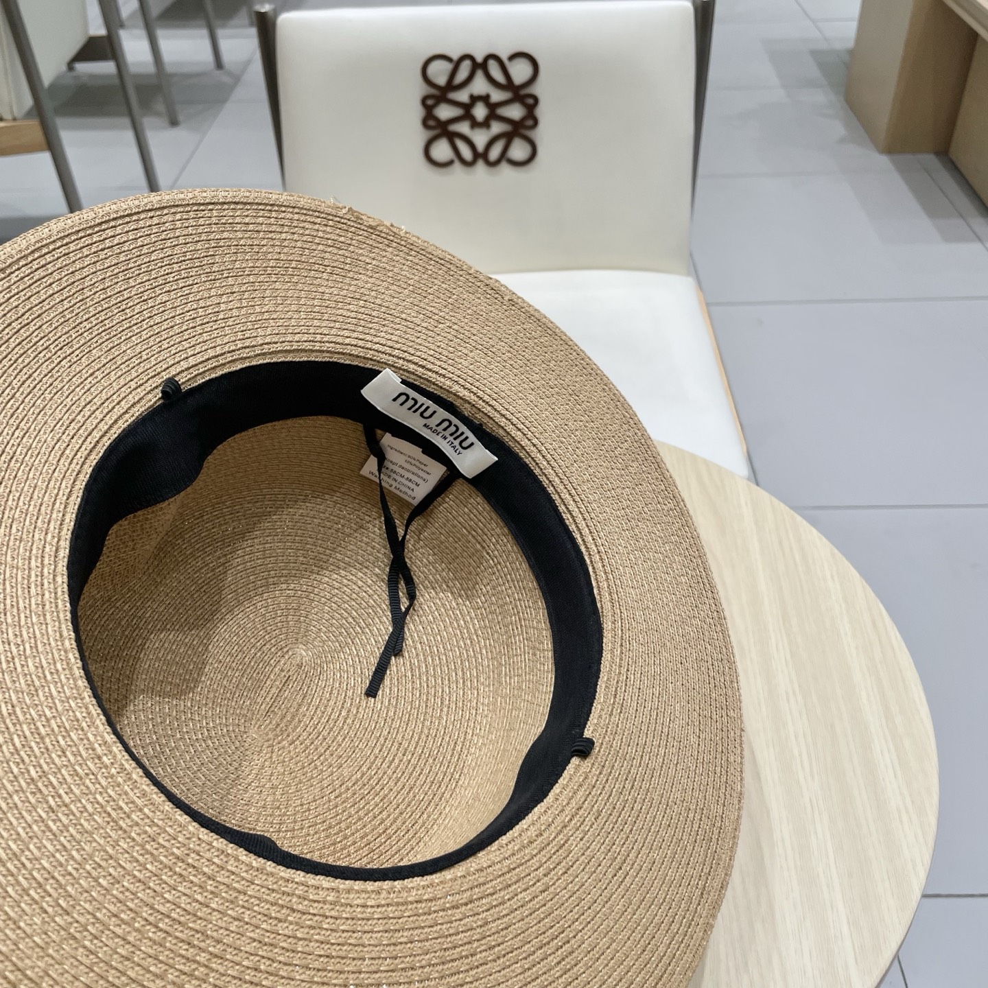 缪缪miumiu新款平顶草帽，高级定制，名媛风，夏季防晒防紫外线，出行必备，百搭好看