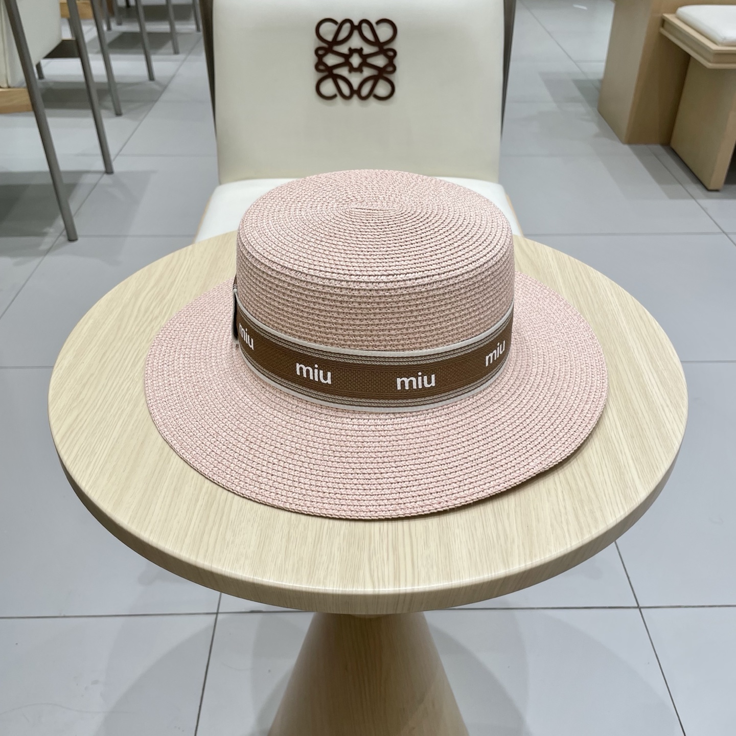 缪缪miumiu新款平顶草帽，高级定制，名媛风，夏季防晒防紫外线，出行必备，百搭好看