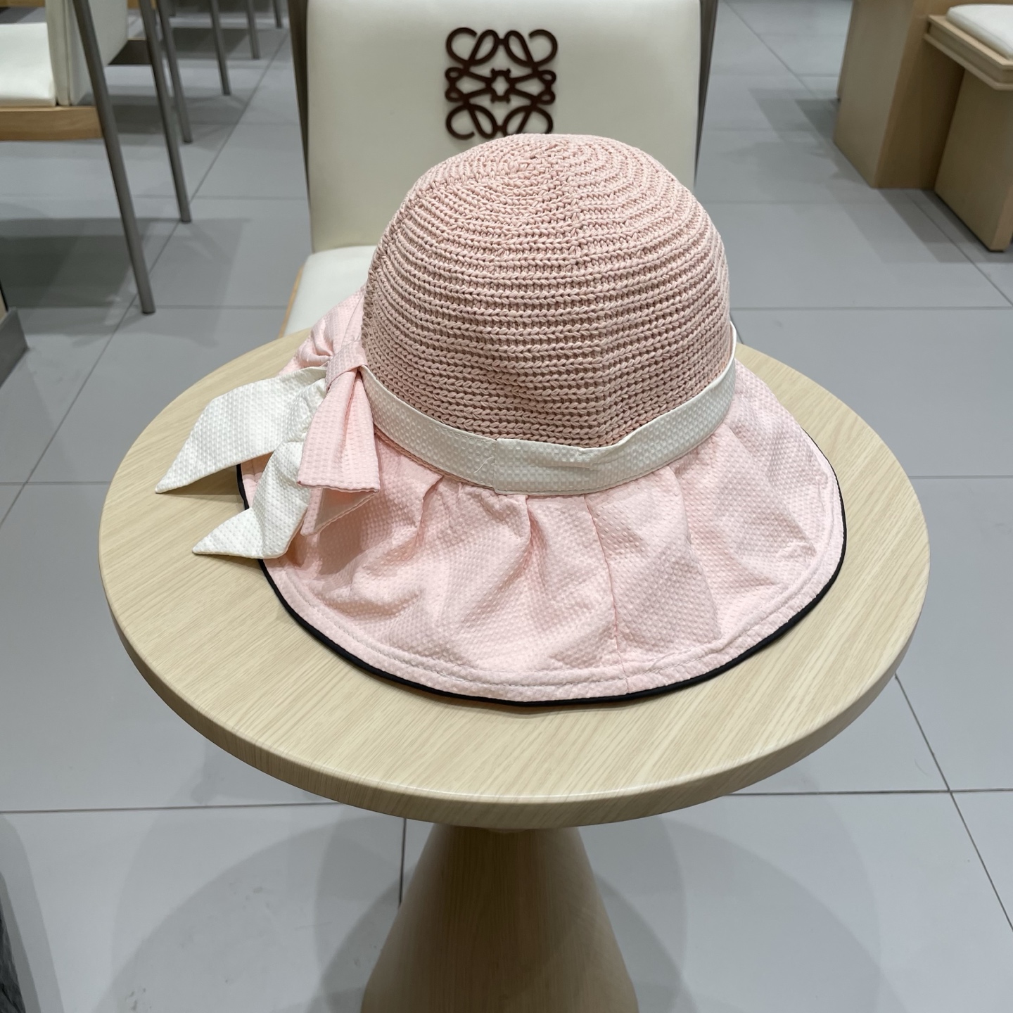  gucci古奇女夏季遮阳防晒防紫外线蝴蝶结渔夫帽遮脸黑胶太阳帽