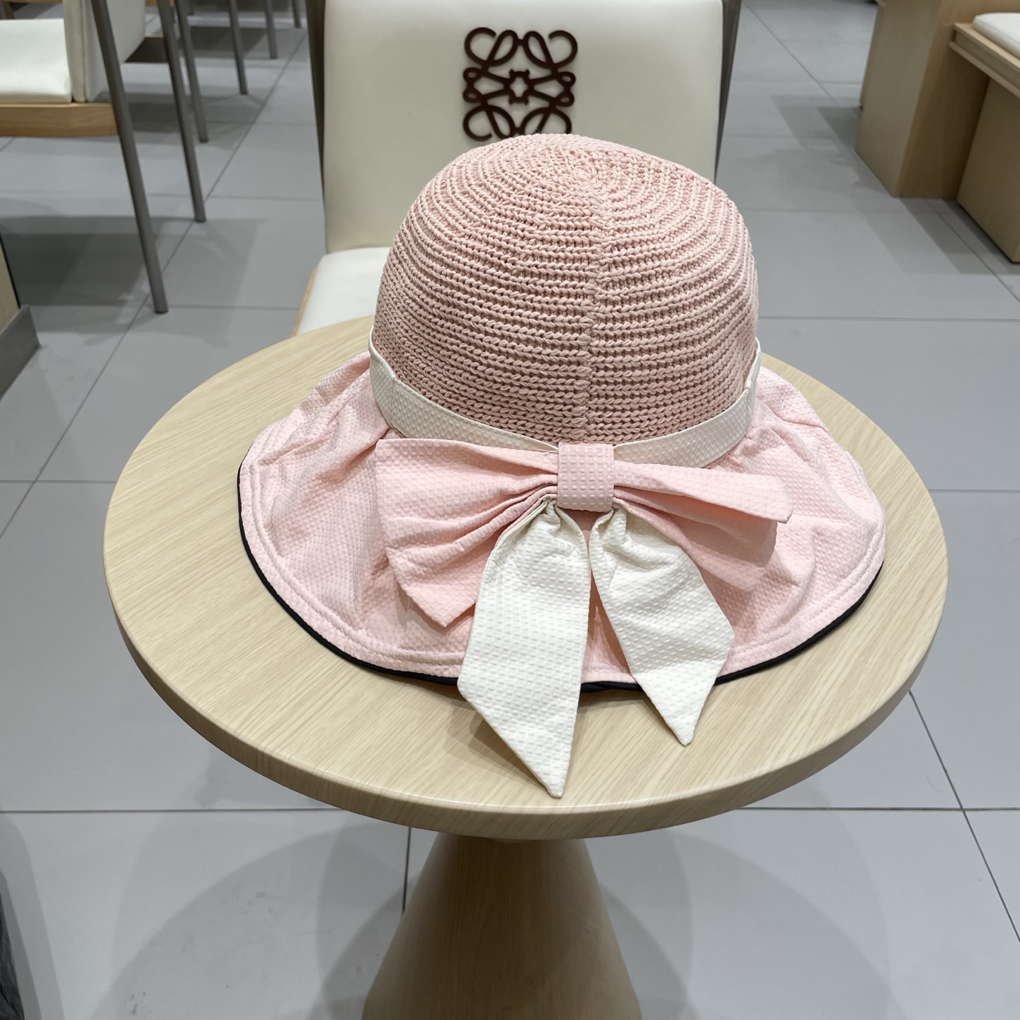 gucci古奇女夏季遮阳防晒防紫外线蝴蝶结渔夫帽遮脸黑胶太阳帽