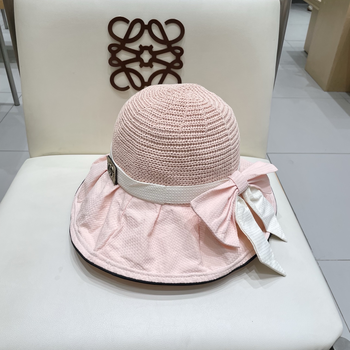 gucci古奇女夏季遮阳防晒防紫外线蝴蝶结渔夫帽遮脸黑胶太阳帽