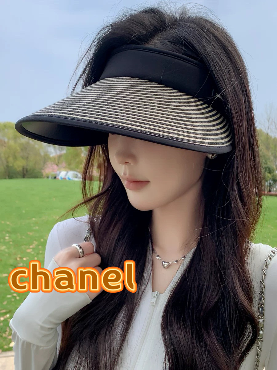  chanel香奈儿空顶草帽女新款夏季大帽檐防晒遮阳帽子防紫外线可折叠草编太阳帽