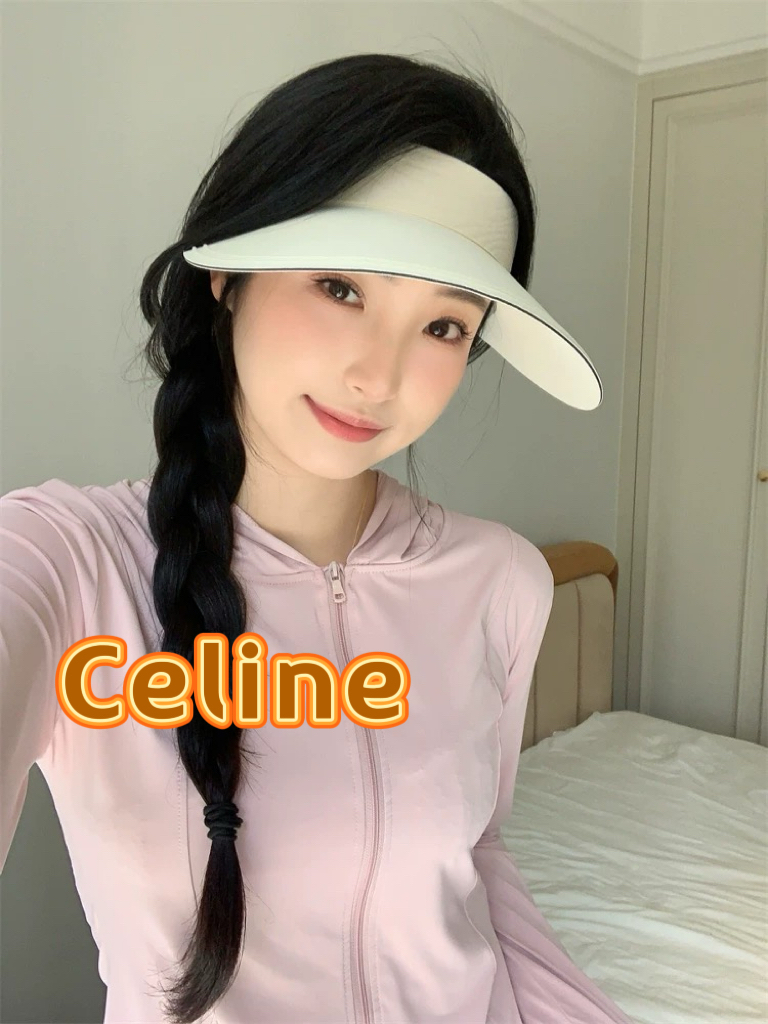  塞琳celine新款无痕一体空顶防晒帽女夏季户外骑车大檐透气防紫外线遮阳帽男