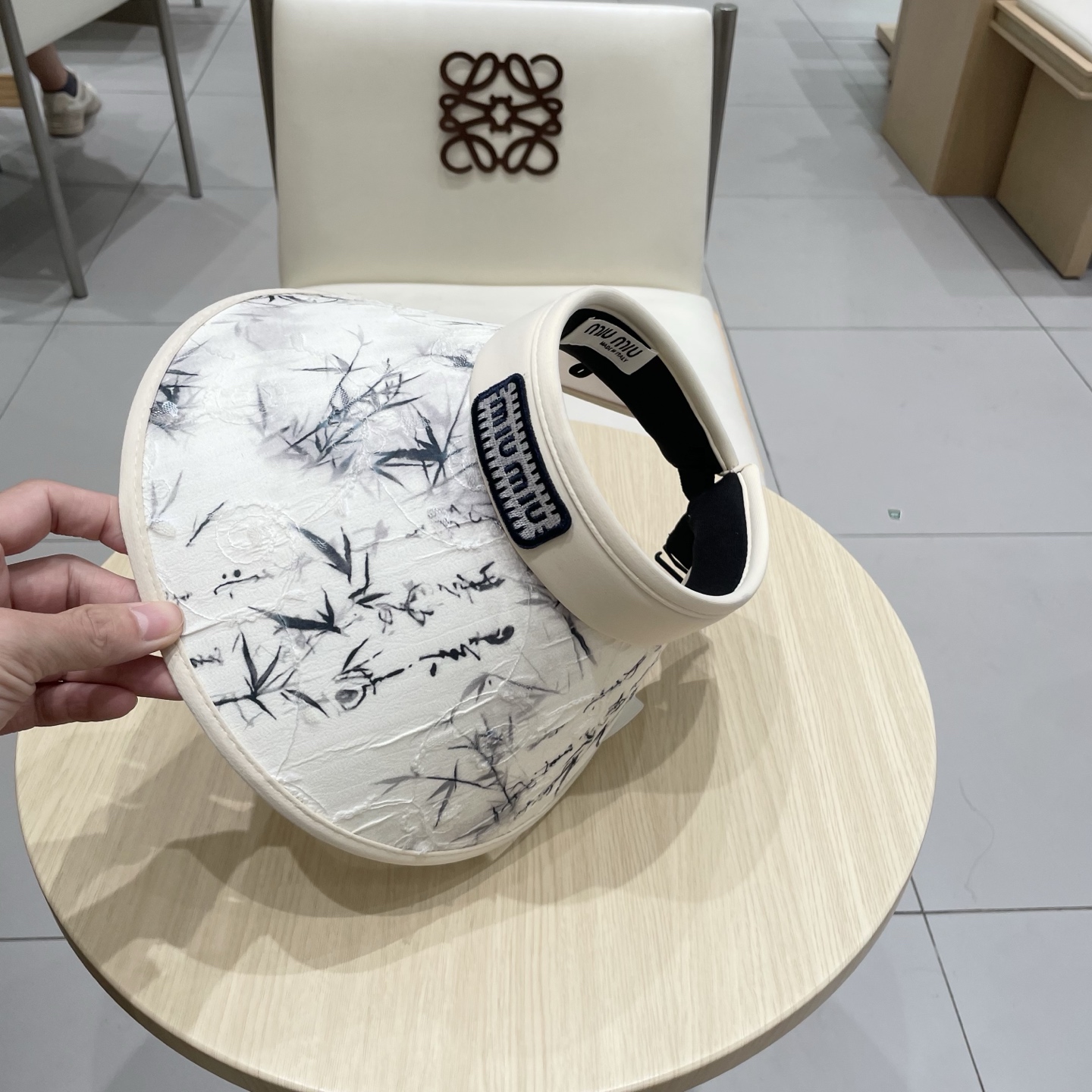  缪缪miumiu潮水墨竹子空顶帽子女夏季清新凉感防紫外线防晒ml