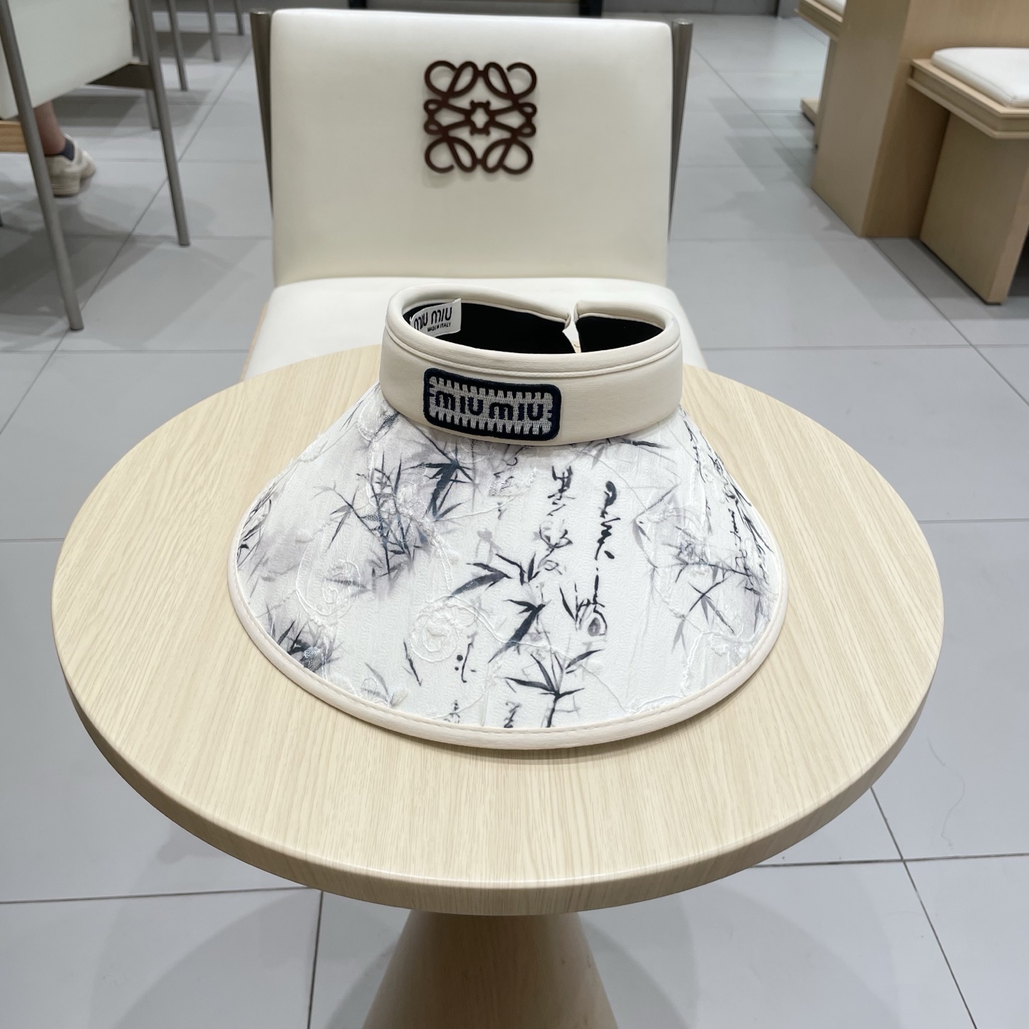  缪缪miumiu潮水墨竹子空顶帽子女夏季清新凉感防紫外线防晒ml