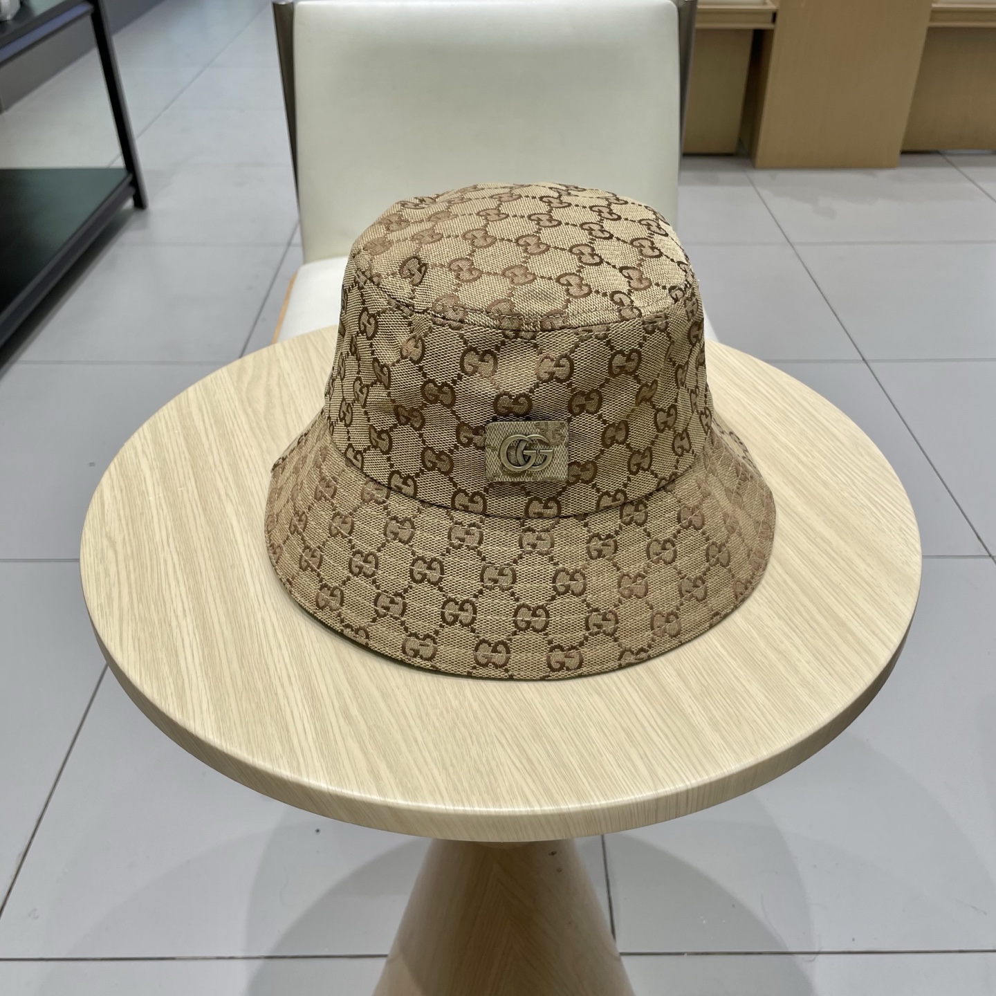 Gucci古奇经典款老花渔夫帽，男女通用，头围57cm