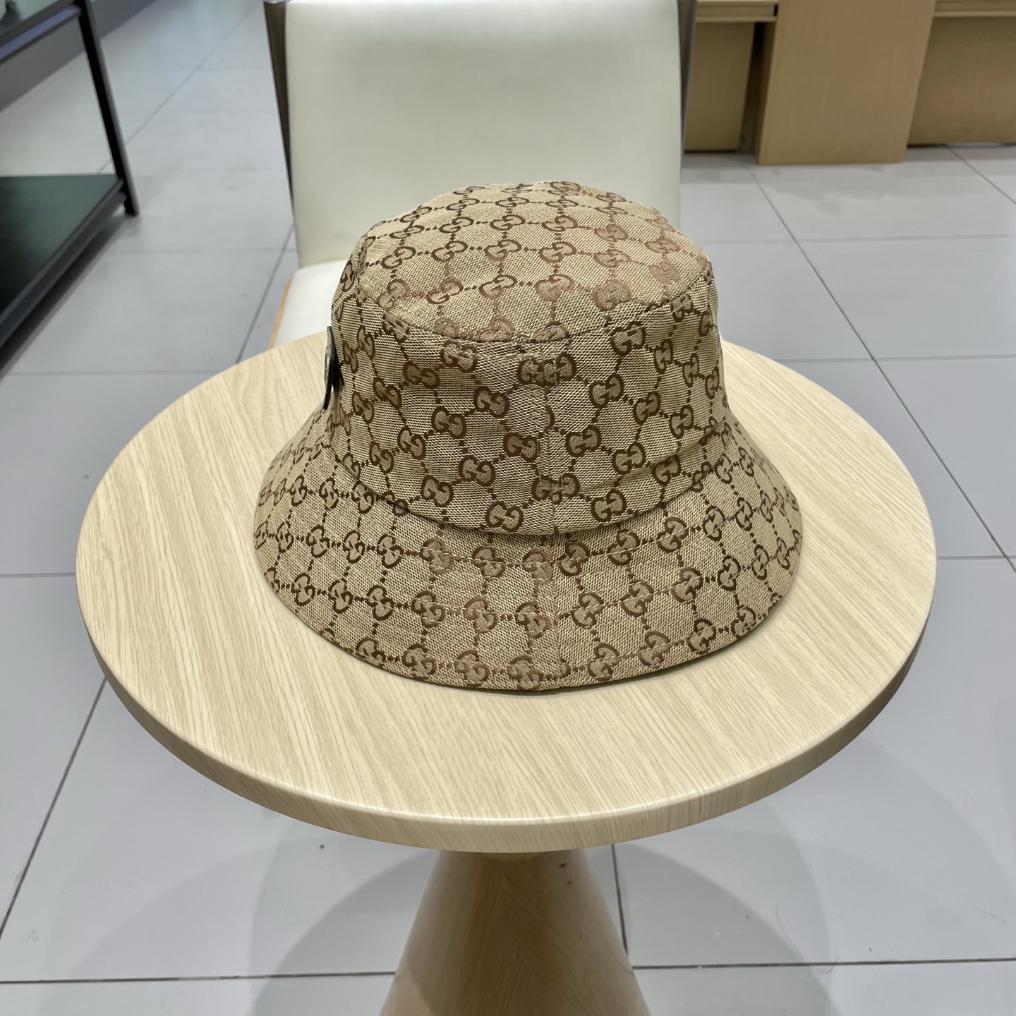 Gucci古奇经典款老花渔夫帽，男女通用，头围57cm