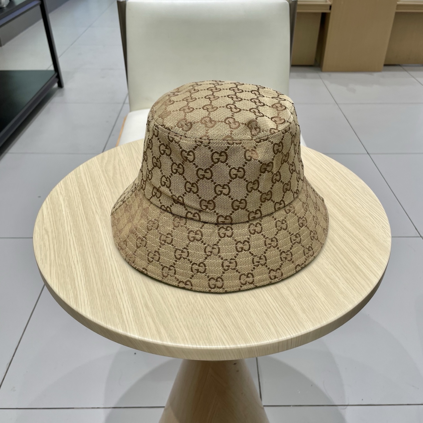 Gucci古奇经典款老花渔夫帽，男女通用，头围57cm