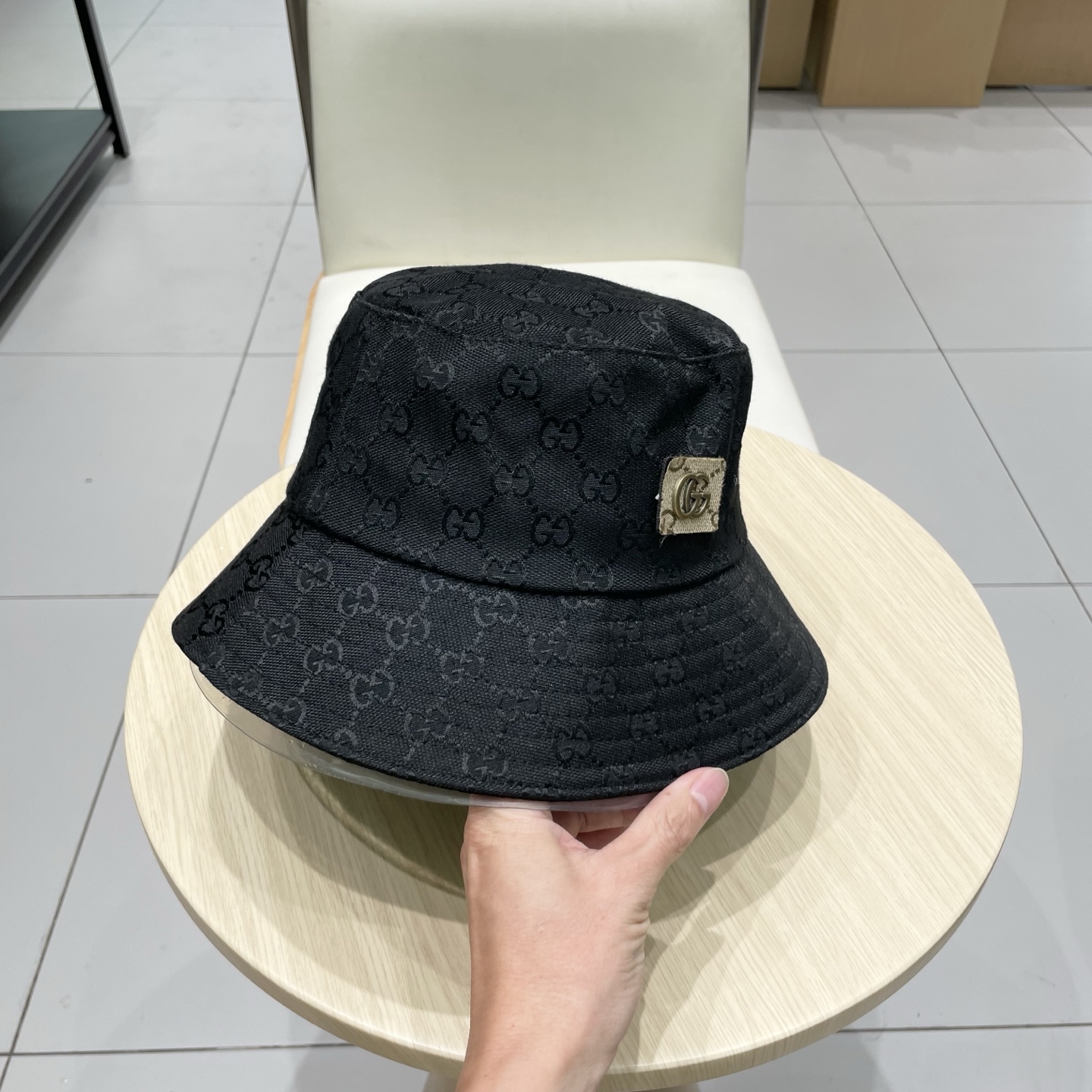 Gucci古奇经典款老花渔夫帽，男女通用，头围57cm