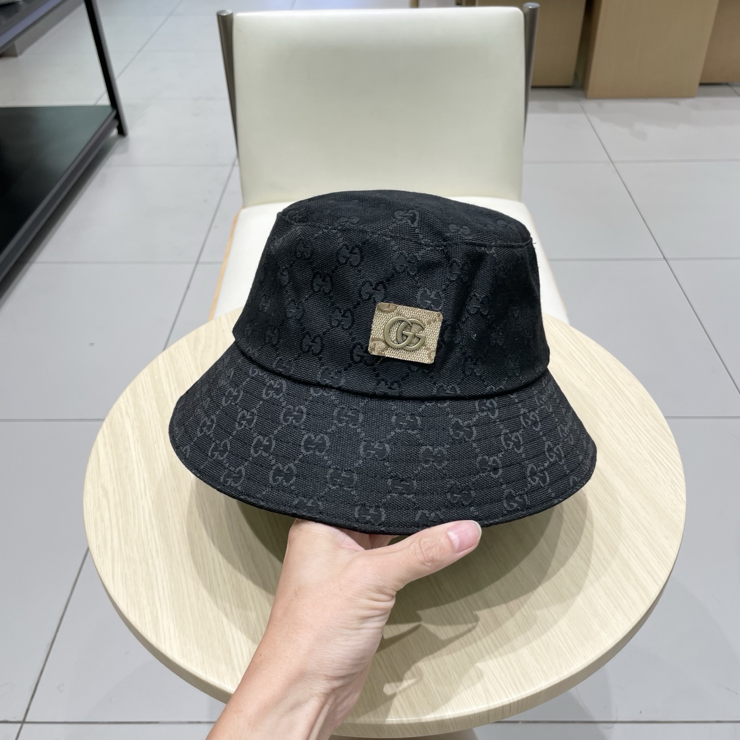 Gucci古奇经典款老花渔夫帽，男女通用，头围57cm