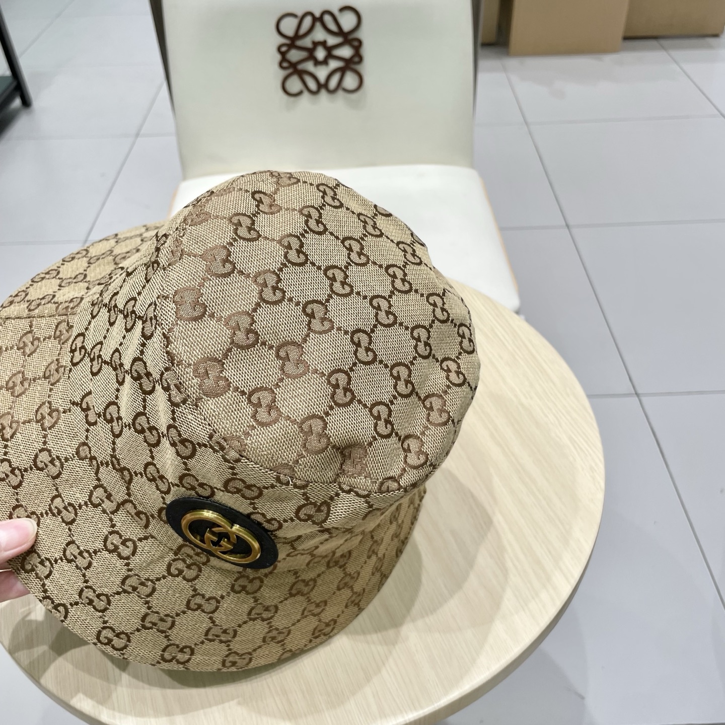  Gucci古奇原单渔夫帽，头围57cm