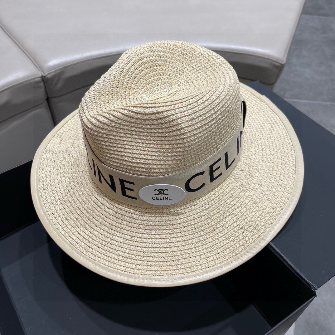 【Celine赛琳】新款细麻材质编织草帽，度假休闲必备，优雅大方的一款
