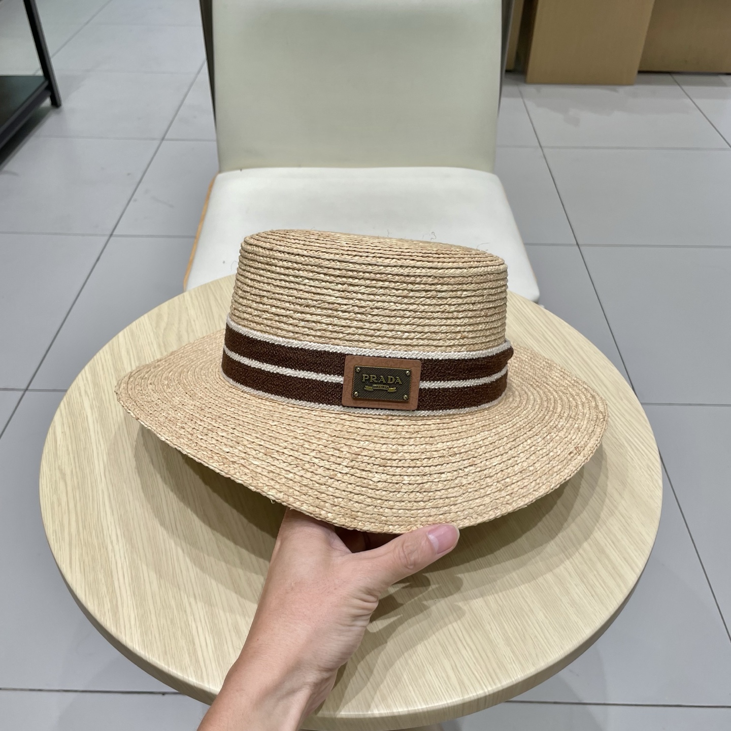  Prada普拉达新款拉菲草帽，头围57cm