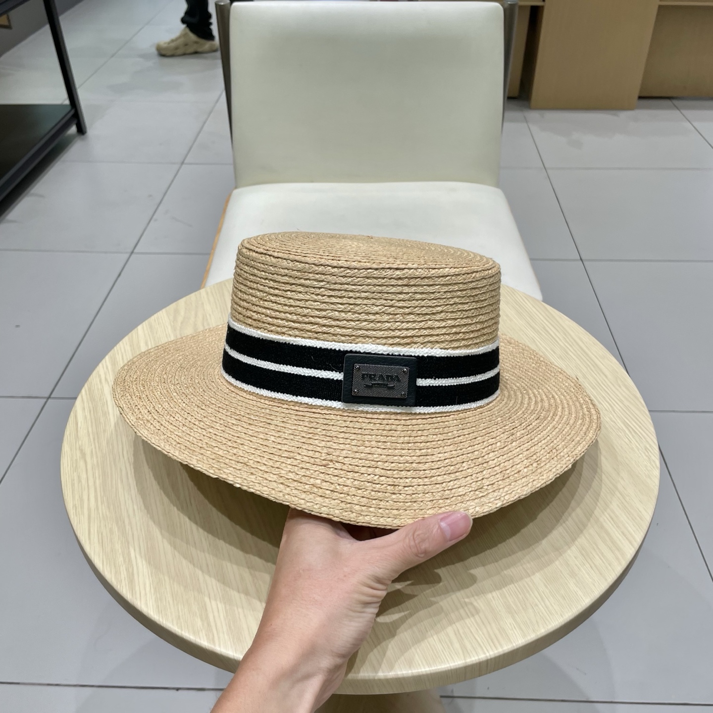  Prada普拉达新款拉菲草帽，头围57cm