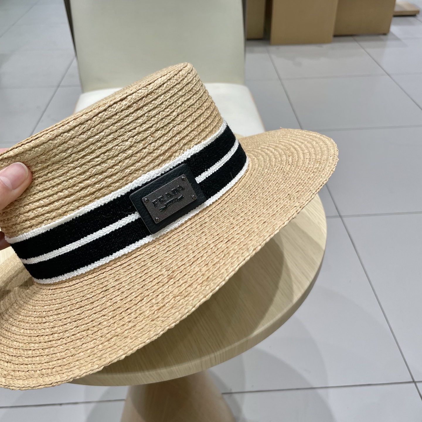  Prada普拉达新款拉菲草帽，头围57cm