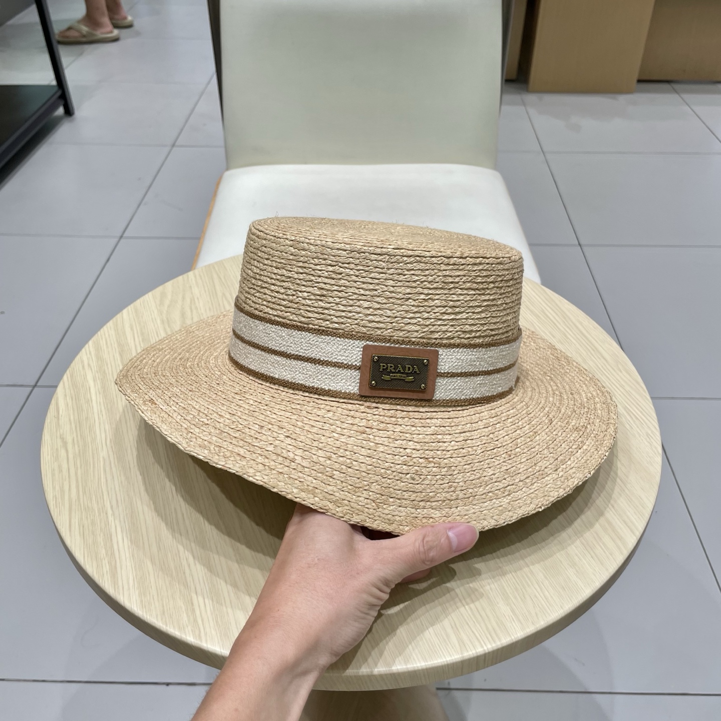  Prada普拉达新款拉菲草帽，头围57cm
