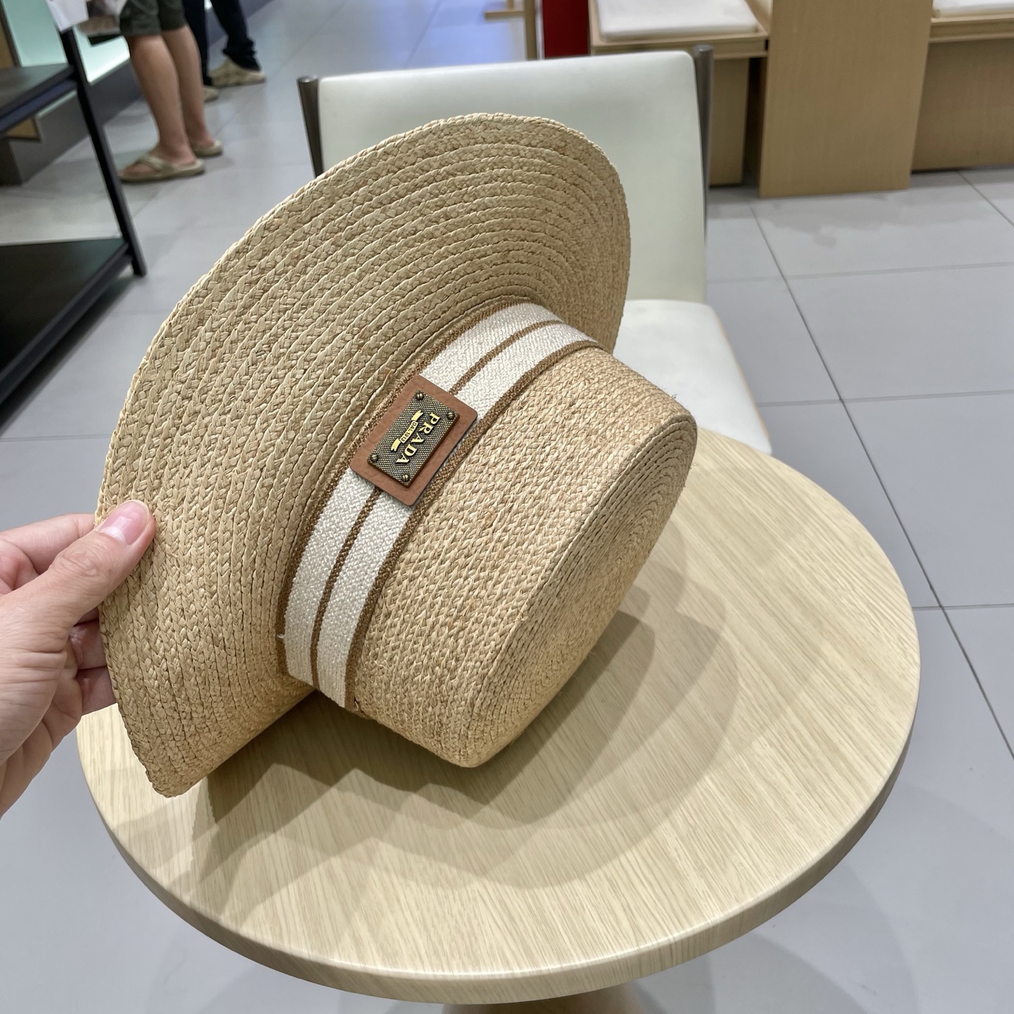  Prada普拉达新款拉菲草帽，头围57cm