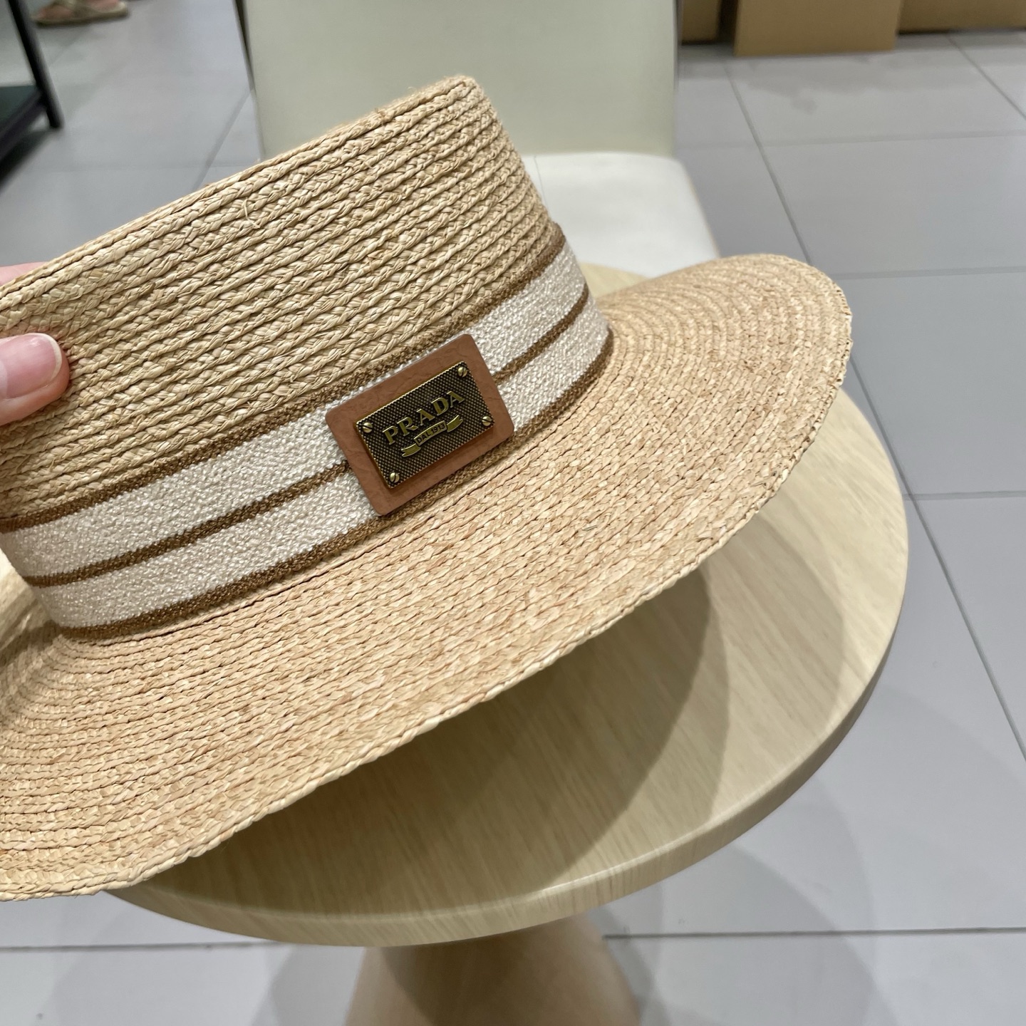 Prada普拉达新款拉菲草帽，头围57cm