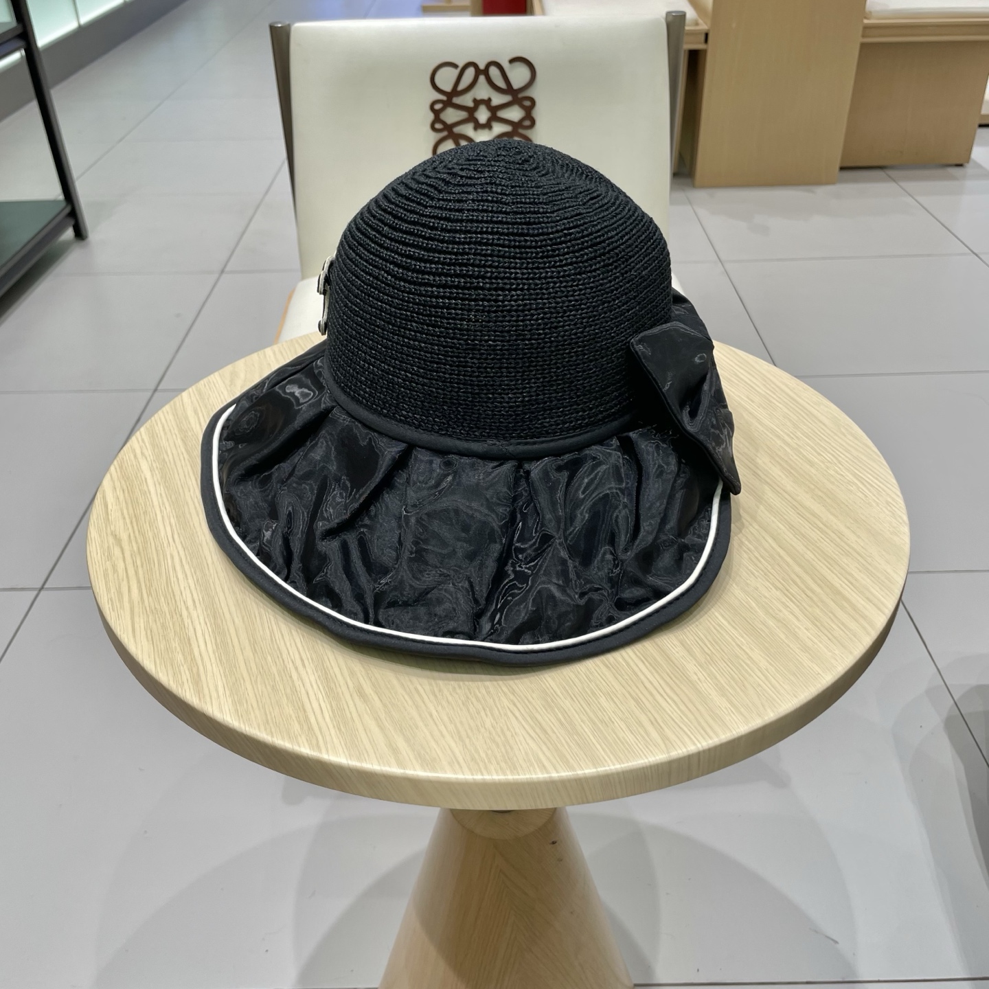  celine塞琳夏天日系蝴蝶结黑胶遮阳防晒帽透气大沿渔夫帽出游防紫外线帽子女