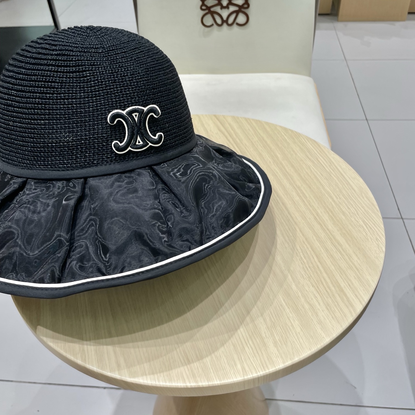  celine塞琳夏天日系蝴蝶结黑胶遮阳防晒帽透气大沿渔夫帽出游防紫外线帽子女