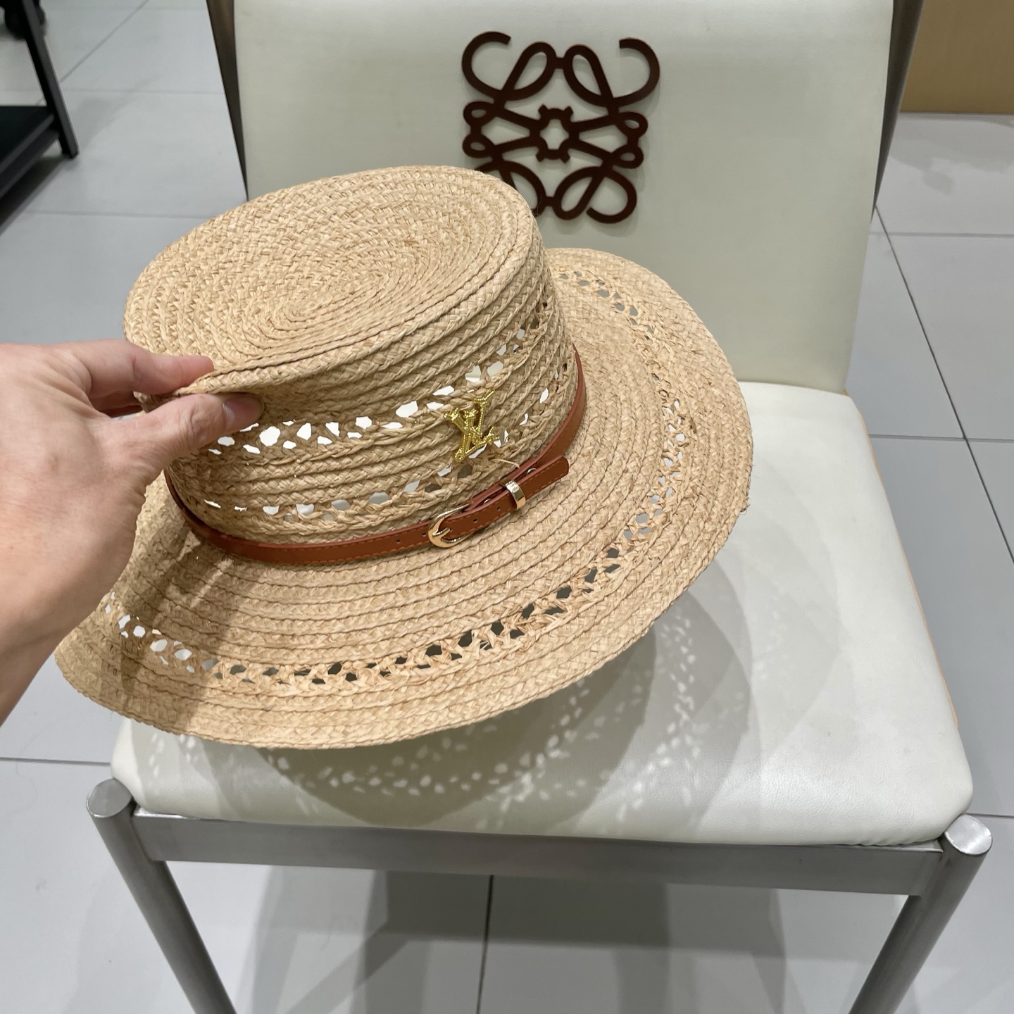  LV新款拉菲草帽，镂空设计，旅游必备，头围57cm