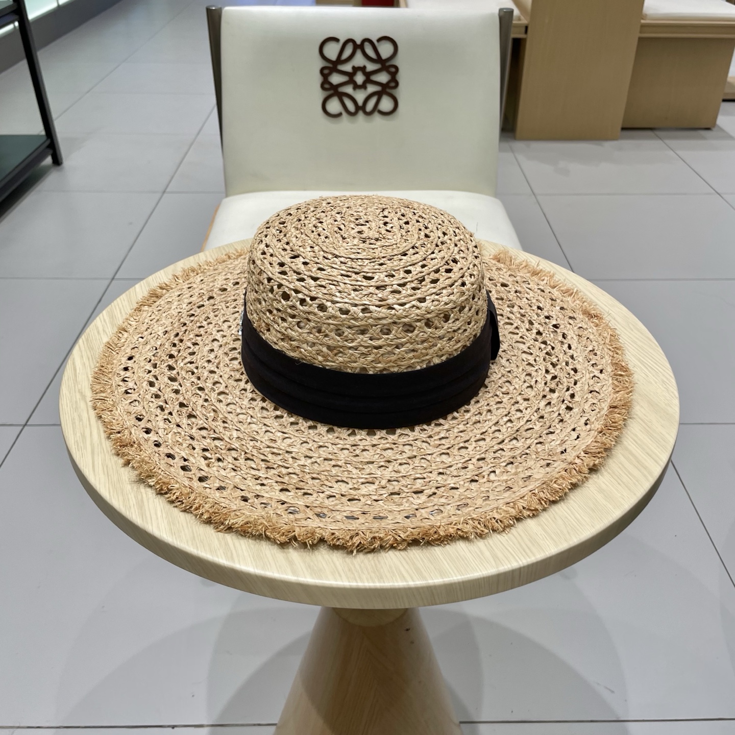  chanel香奈儿拉夏贝尔草帽拉菲草法式平顶遮阳帽海边度假大檐太阳帽镂空防晒帽