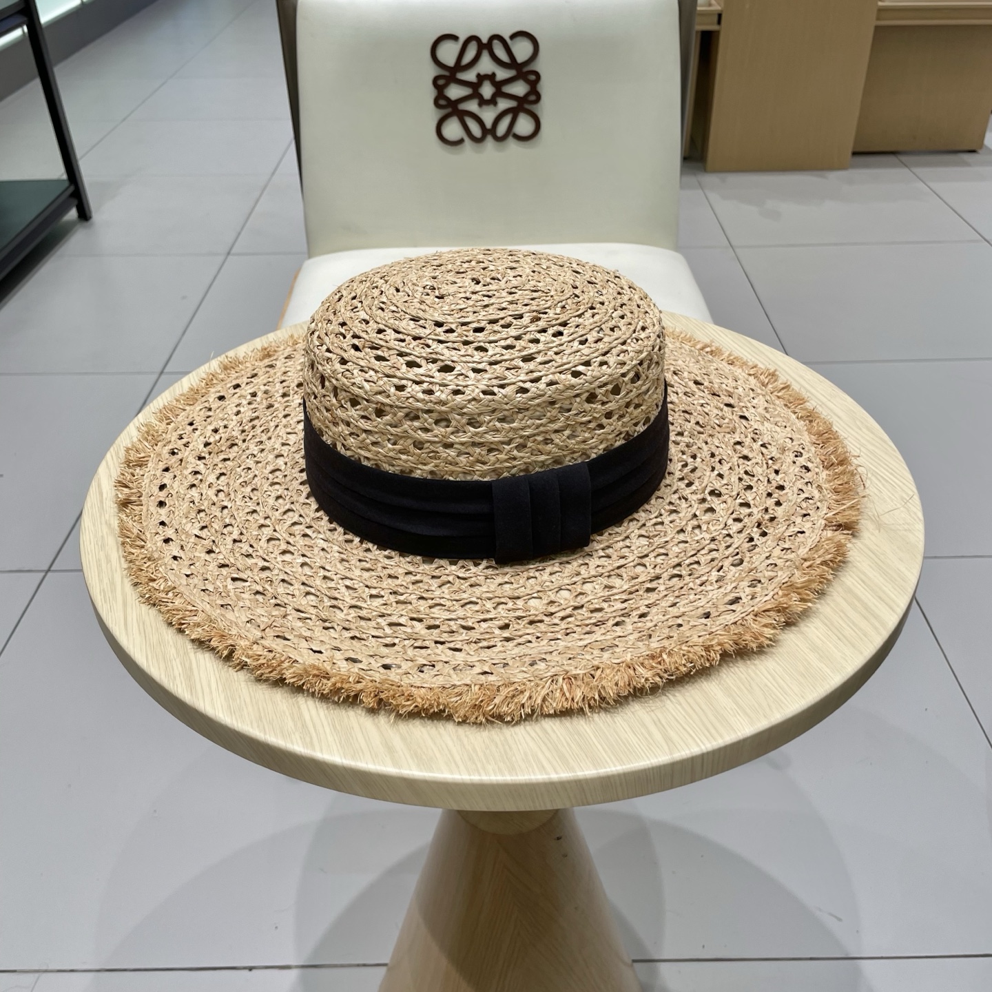  chanel香奈儿拉夏贝尔草帽拉菲草法式平顶遮阳帽海边度假大檐太阳帽镂空防晒帽