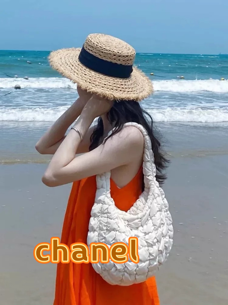  chanel香奈儿拉夏贝尔草帽拉菲草法式平顶遮阳帽海边度假大檐太阳帽镂空防晒帽