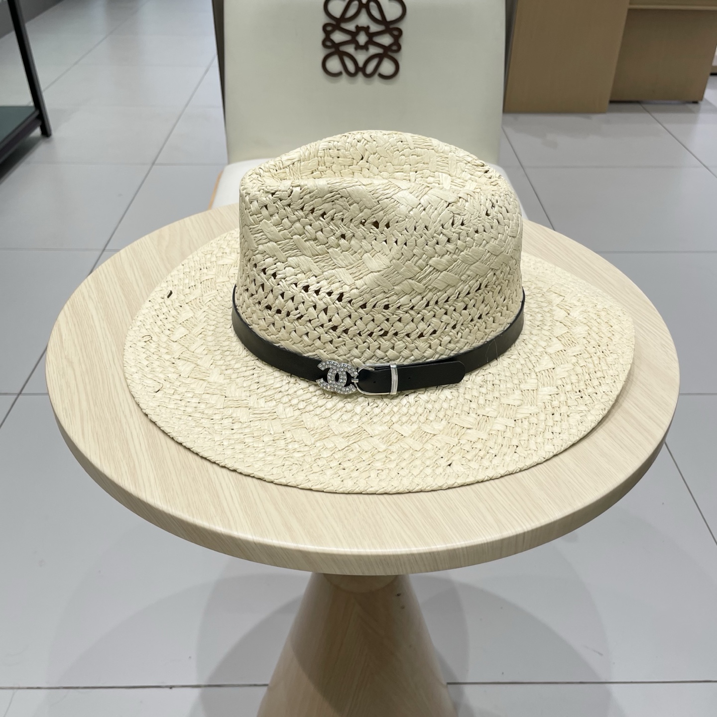   chanel香奈儿男女草帽镂空大帽檐遮阳帽情侣夏季爵士帽男女通用巴拿马帽礼帽