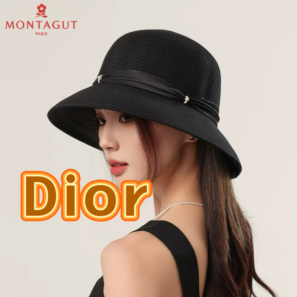  dior迪奥2025新款赫本风时尚百搭渔夫帽女夏季海边度假遮阳防晒帽太阳帽子