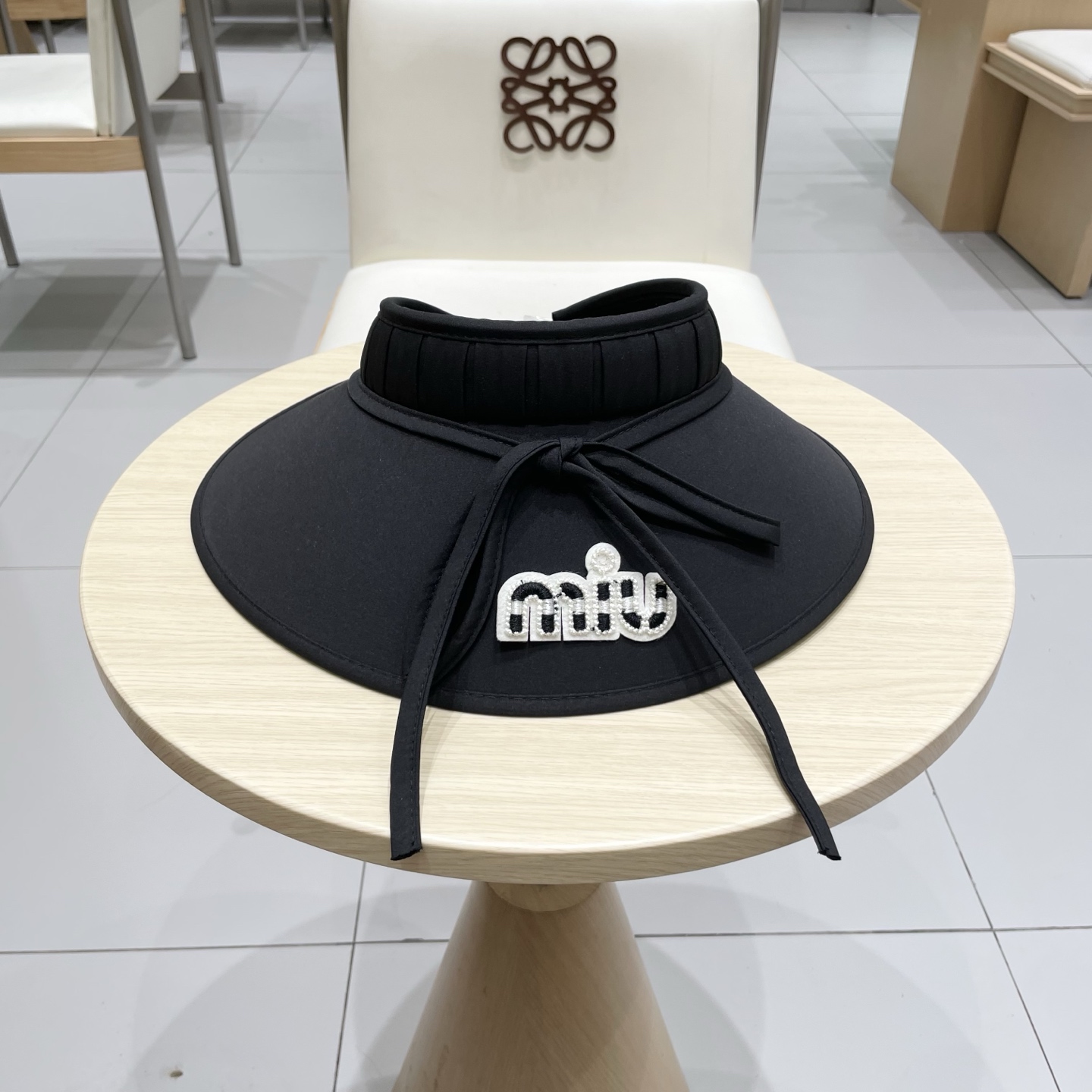  miumiu缪缪防晒帽女2025新款蝴蝶结大檐夏季户外可折叠防紫外线空顶遮阳帽潮