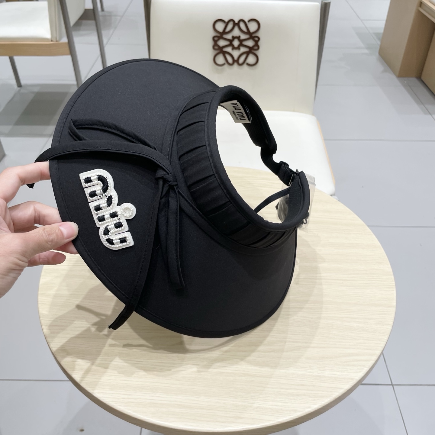  miumiu缪缪防晒帽女2025新款蝴蝶结大檐夏季户外可折叠防紫外线空顶遮阳帽潮