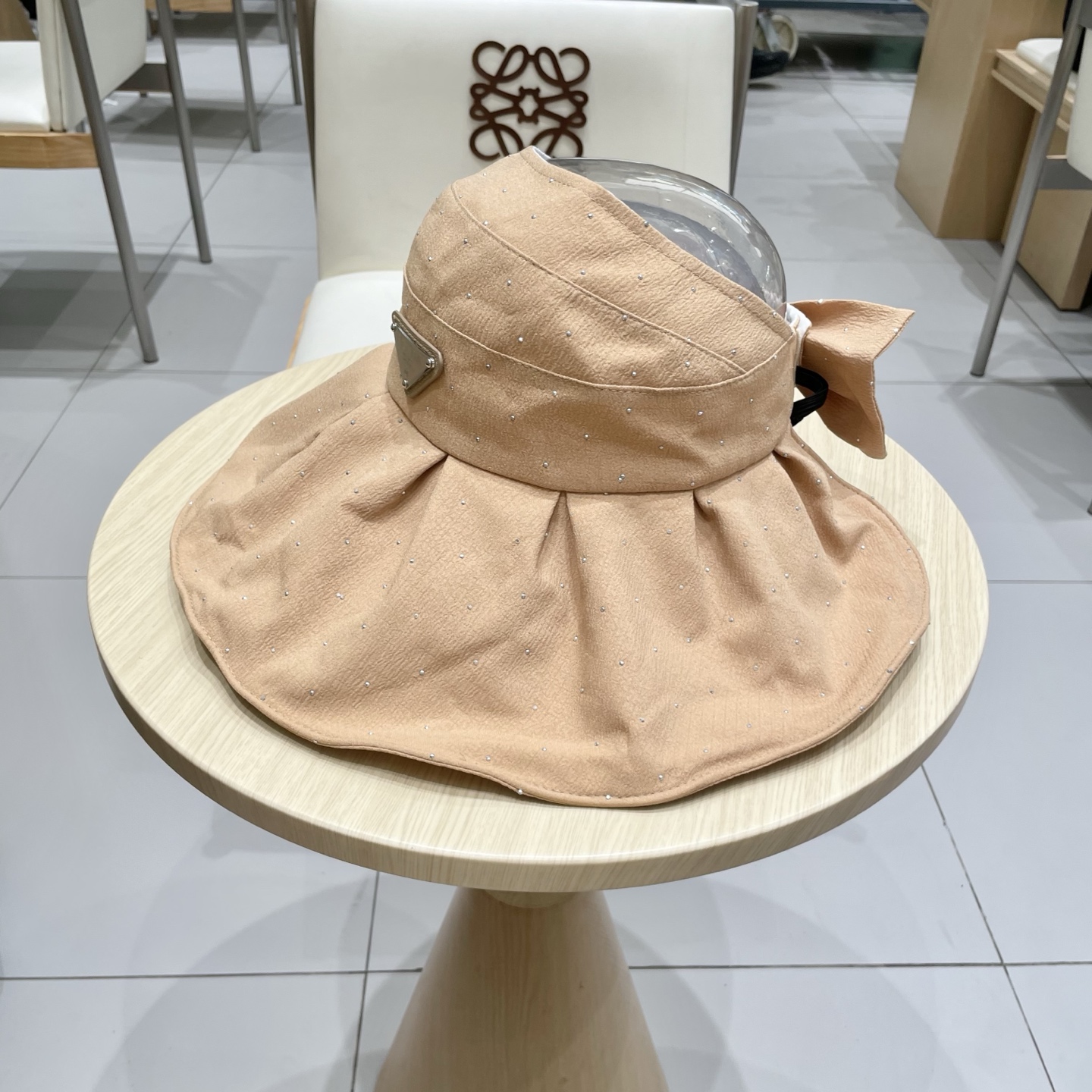  Prada普拉达帽子女夏季防晒春秋法式烫钻可调节百搭显脸小遮阳帽太阳帽空顶帽