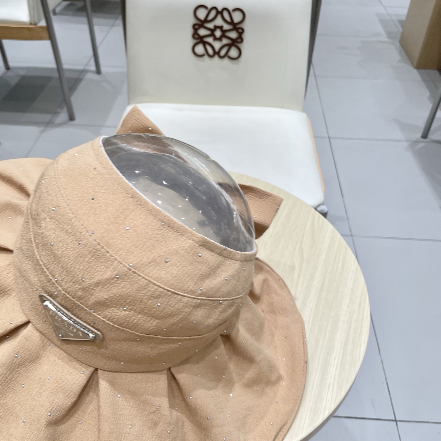  Prada普拉达帽子女夏季防晒春秋法式烫钻可调节百搭显脸小遮阳帽太阳帽空顶帽