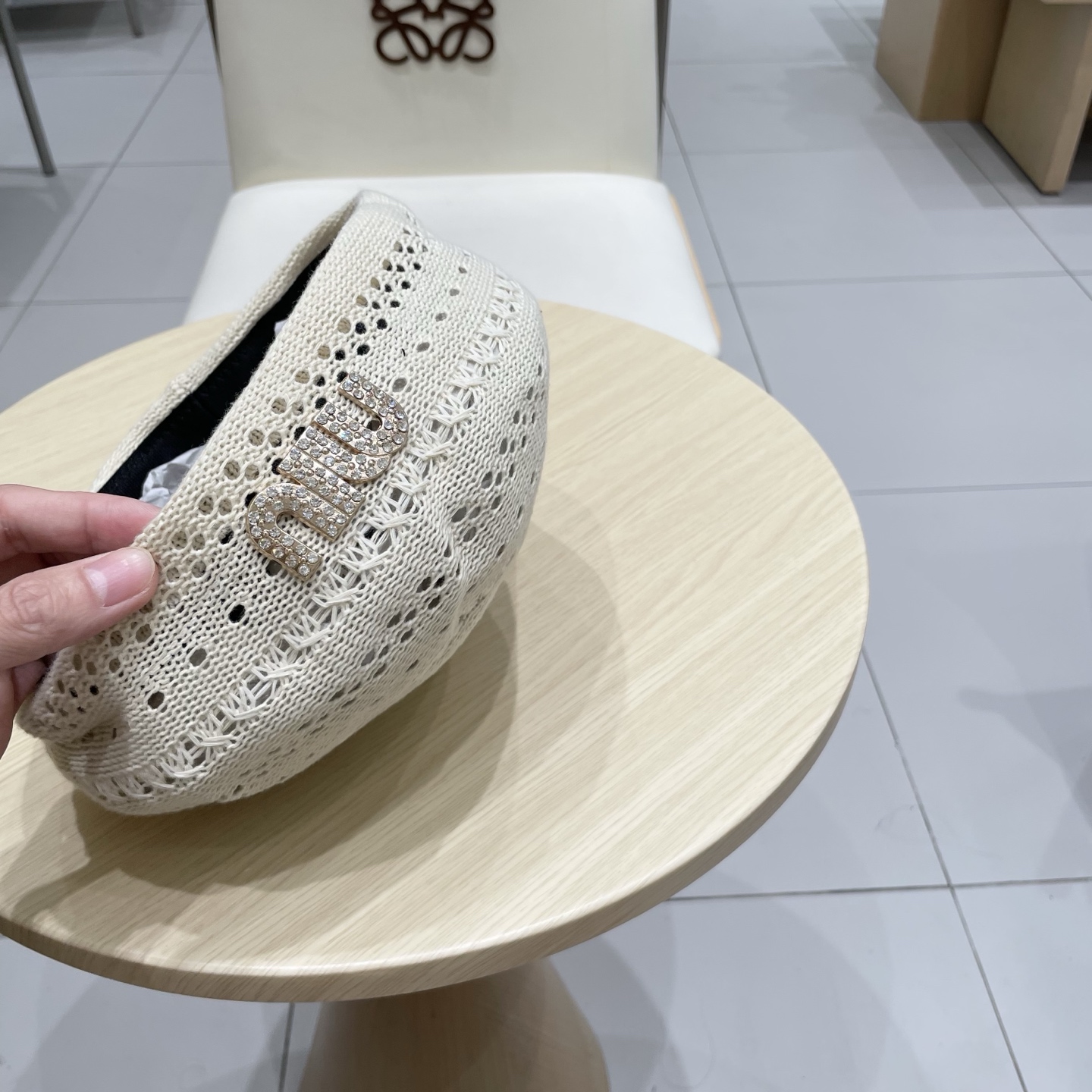  缪缪miumiu镂空贝雷帽女2025春夏季薄款透气复古针织画家帽子显脸小