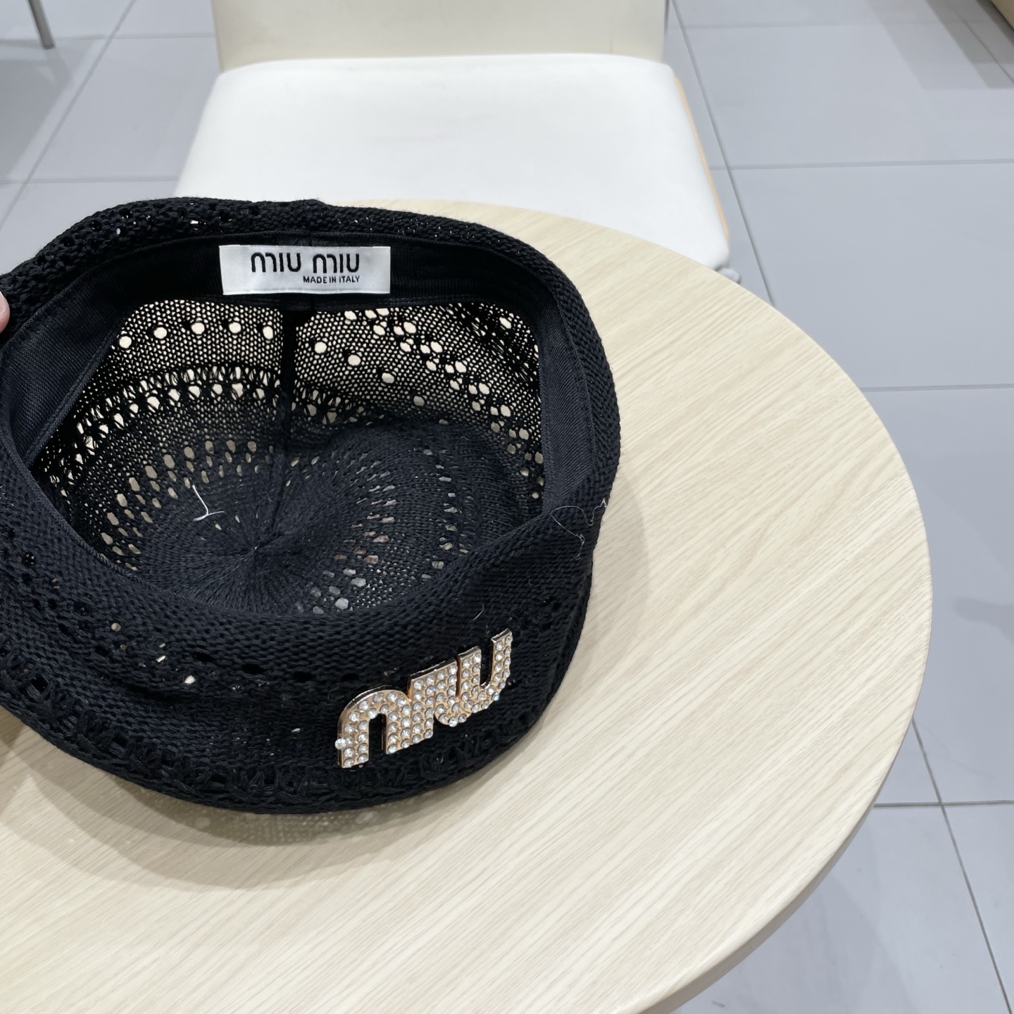  缪缪miumiu镂空贝雷帽女2025春夏季薄款透气复古针织画家帽子显脸小